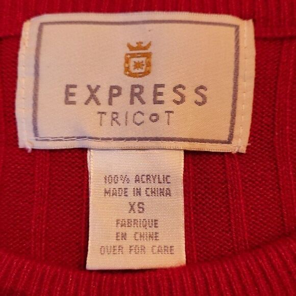 Express Crew Neck Long Sleeve Tunic Oversized  Ribbed Sweater, XS, Red - Picture 7 of 8